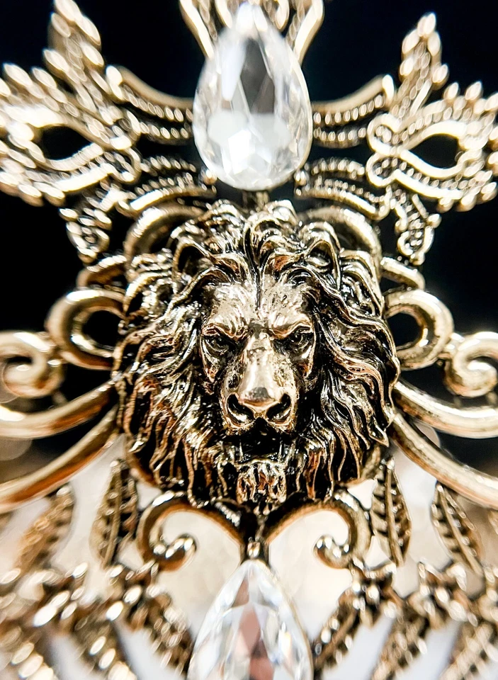 Corona Rey León de colección, corona de cristal transparente para novio, corona de graduación, corona dorada Foto 2 de 4