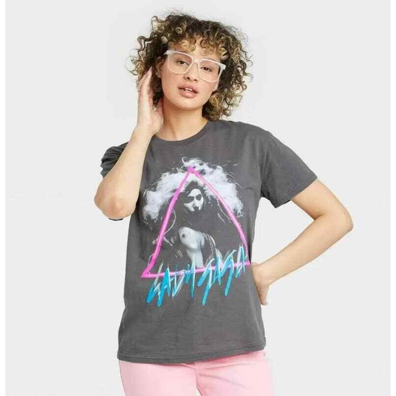 Women's Lady Gaga Short Sleeve T-Shirt Gray Size Medium | eBay