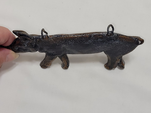 Heavy Hanging Brass Pig 6" x 3" - Picture 11 of 11