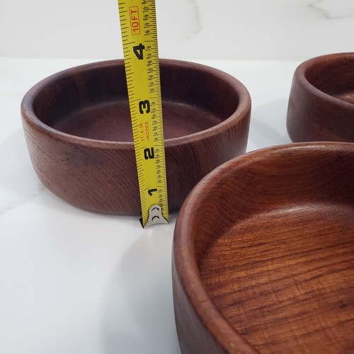 VTG Set of 3 Norleans Teak Wood 6" Salad Bowls Decor Organization Thailand MCM - Picture 12 of 12