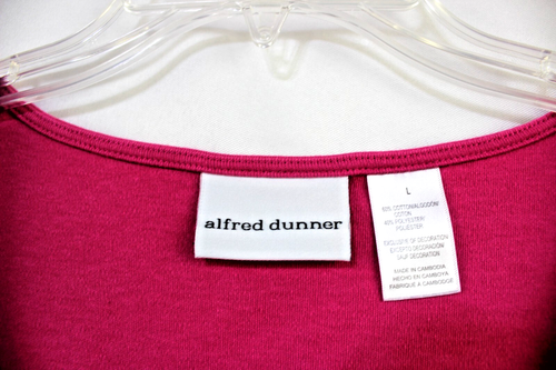 Alfred Dunner Top Large Pink White Embroidered Womens Pullover Coastal Casual - Picture 2 of 8