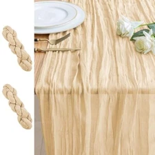 2PCS Table Runner Cheesecloth 10FT Boho Gauze Cheese Cloth Rustic 2 Pack Sand