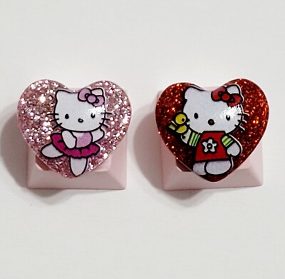 Set of 2 Sanrio anime Hello Kitty pink mechanical keyboard Cherry MX. 