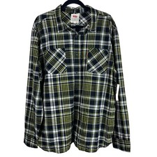 Levi's Honaker Flannel Shirt Mens XL Yellow Plaid Standard Fit Lightweight