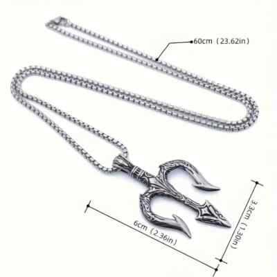 1pc Fashion Classic Trendy Nordic Viking Amulet Silvery Trident Pendant. #TM9