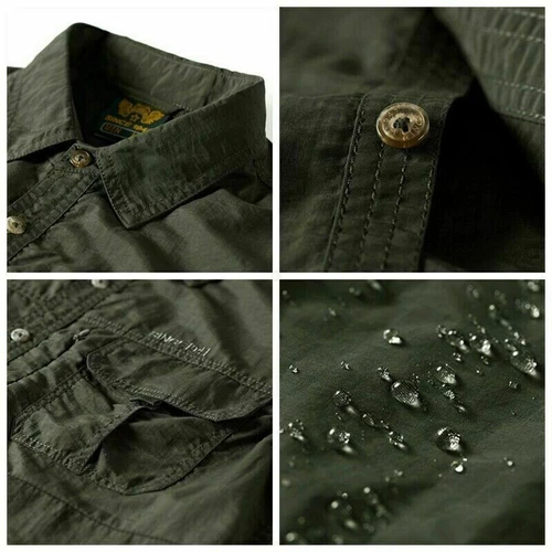 Camiseta táctica de manga corta del ejército militar para hombre Top de carga con botones - Imagen 5 de 20