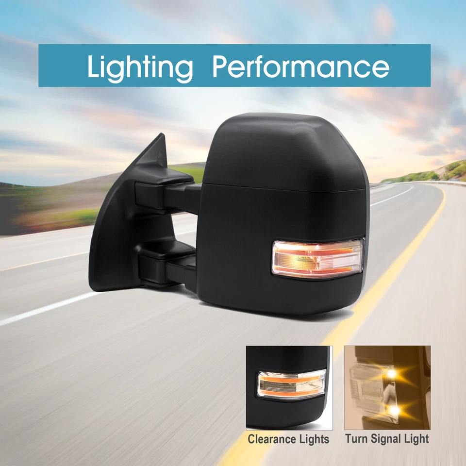 Espejos retrovisores de remolque intermitente eléctrico para Ford F250 F350 F450 F550 2002-2008 SD LH RH Foto 3 de 4