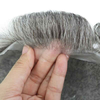 Mens Toupee Ultra Thin Skin 0.02mm Human Hair Replacement System Hairpieces #565
