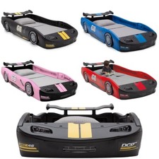 Boys Black Red Blue Pink Turbo Race Car Strip Twin Bed Plastic Kid Child Toddler