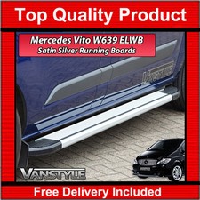 FOR MERCEDES VITO W639 EXTRA LONG SILVER SIDE STEPS VITO RUNNING BOARD SIDE BARS