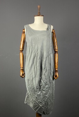 ELEMENTE CLEMENTE by OSKA Gray Silk Sleeveless Tank Midi Dress Size 2 Large