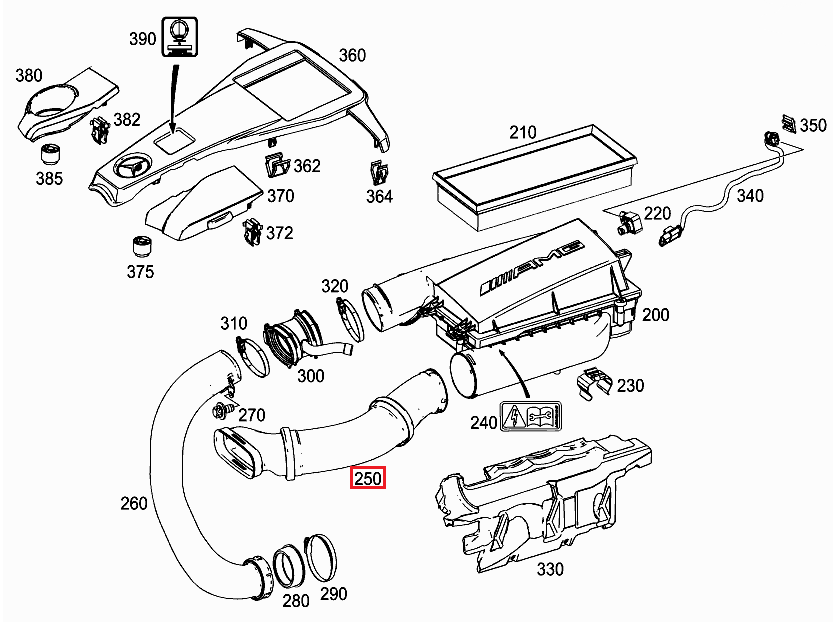 NEW GENUINE MERCEDES BENZ SL 63 AMG CLASS R231 AIR INTAKE HOSE