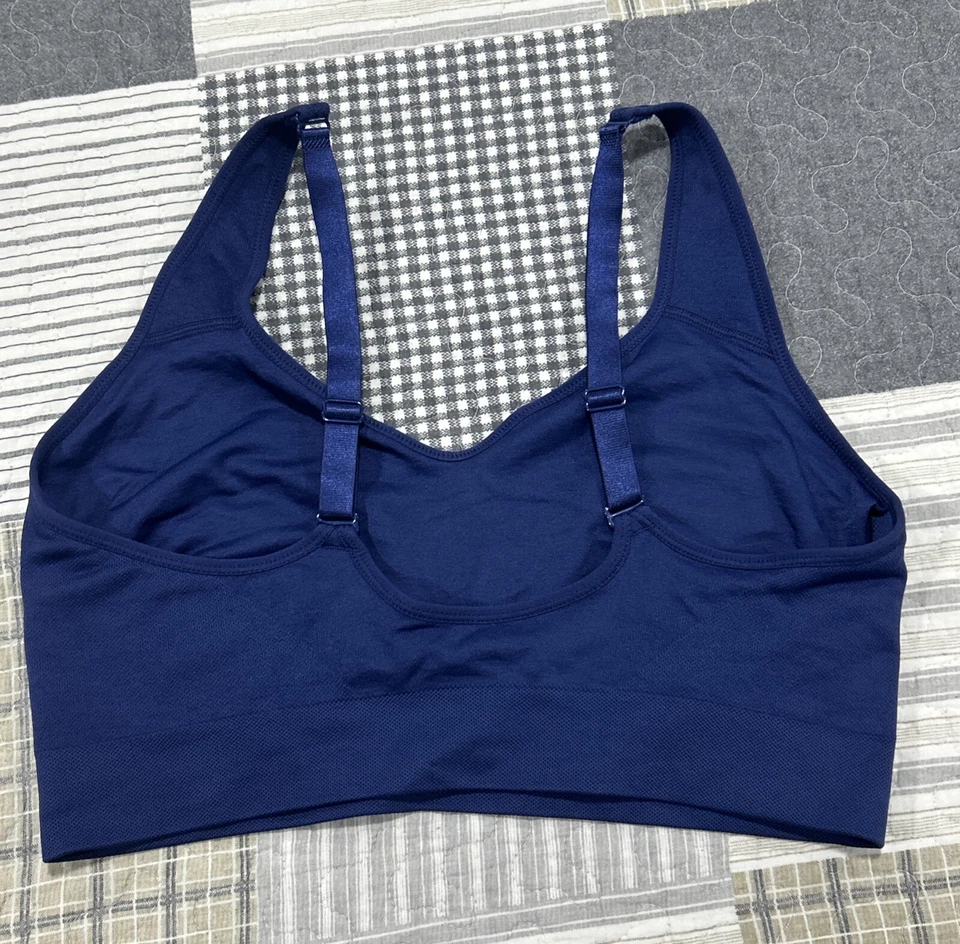 Sujetador deportivo Puma para mujer XL atlético azul Top gimnasio correr acolchado ajustable Foto 4 de 4