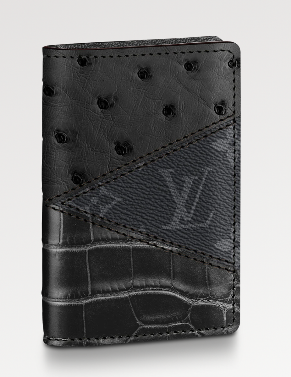 Louis Vuitton Black Crocodile Ostrich Monogram Eclipse Pocket