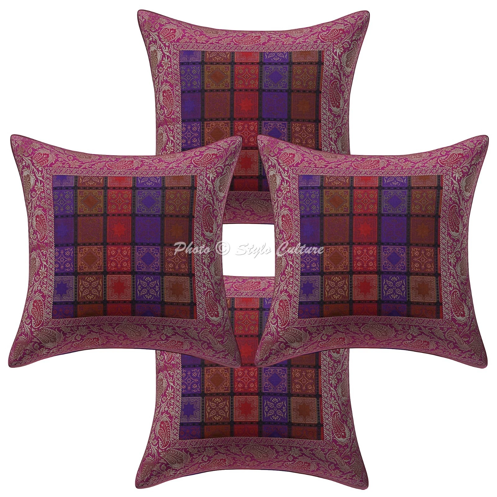 Boho Cushion Cover Brocade Jacquard Bohemian Throw Decor Pillow Cover Case