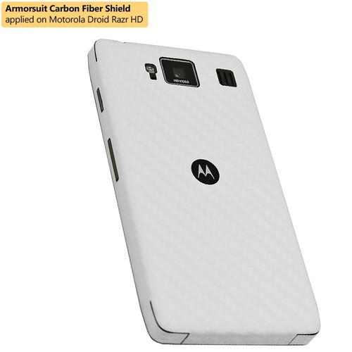 ArmorSuit Motorola Droid Razr HD Screen Protector + White Carbon Fiber Skin USA - Picture 3 of 11