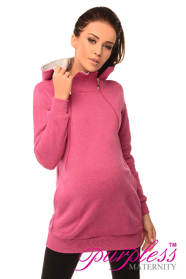 Power Pink Maternity and Nursing Hoodie Sweatshirt