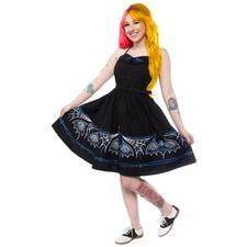 Sourpuss Spooksville Batty Pinstripe Dress Bats Gothic Halloween Spooky Clothing