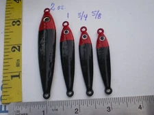 16 PCS ANCHOVY FISH JIG/SPOON STYLE LURE BAIT 2,1,3/4,5/8 OZ 4ea BLACK/RED HEAD