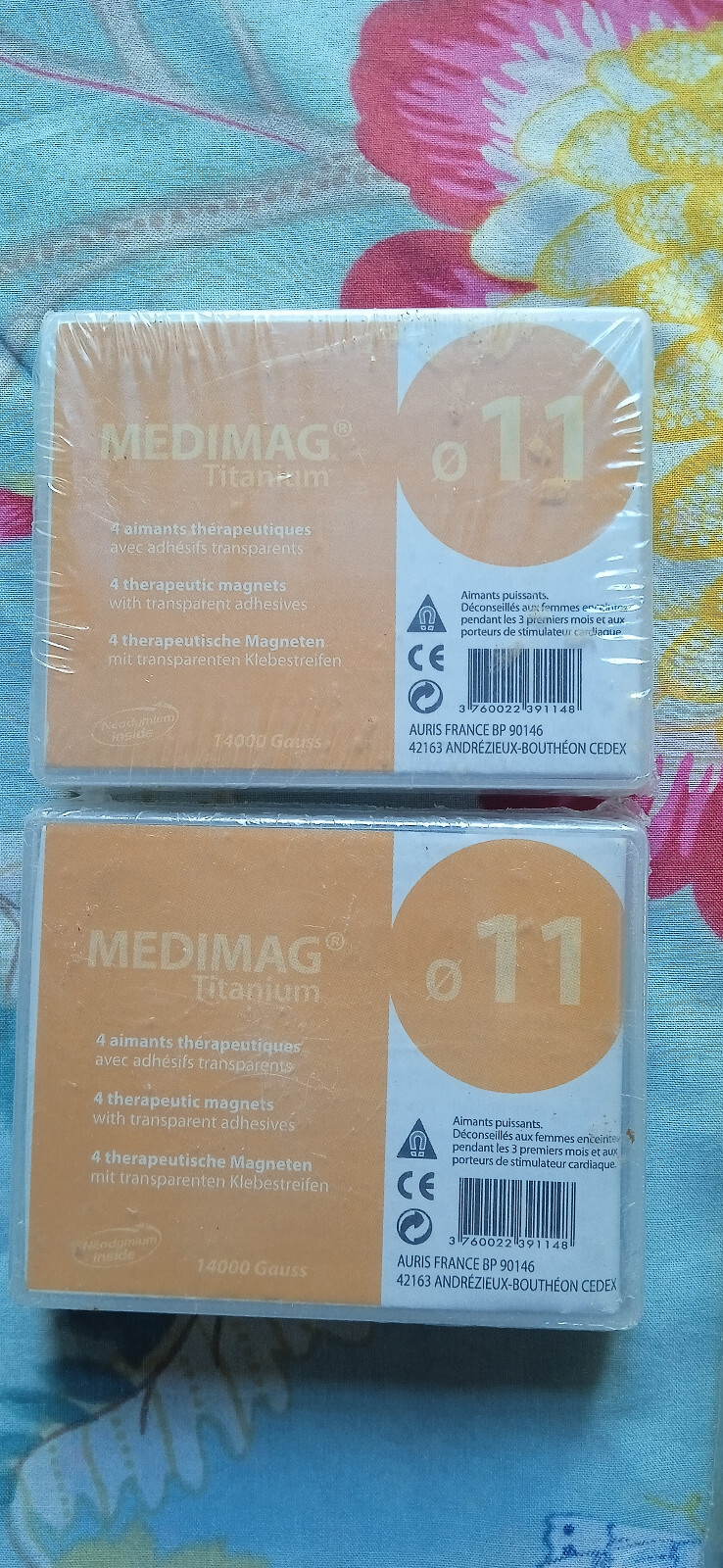 Aimants Thérapeutiques Titanium Medimag Diam 11 et Patchs Adhésifs Or Premium