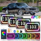 4pc 4x6 RGB LED Headlights Hi/Lo DRL Lamp For Chevrolet Monte Carlo 80-88 Camaro