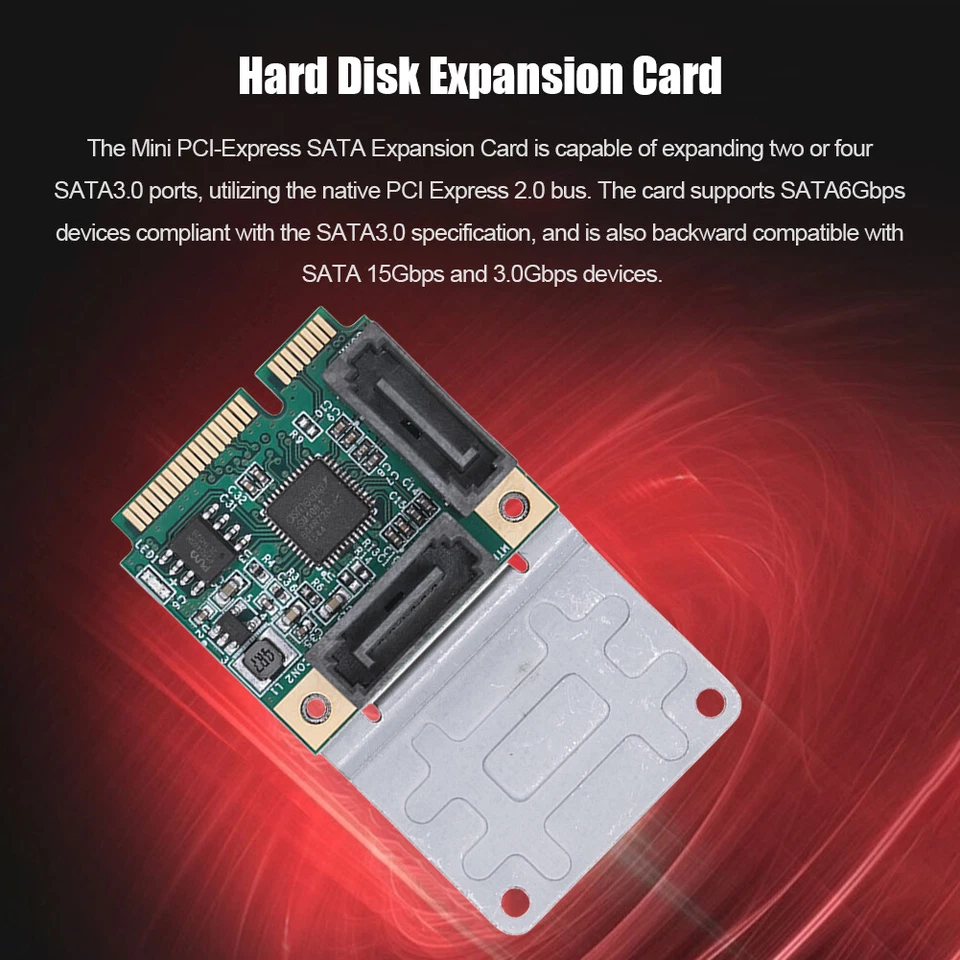 Mini PCI-E To SATA3.0 Adapter B+M Key Expansion Card 2/4 SATA 3.0 (A) - Image 2 of 4