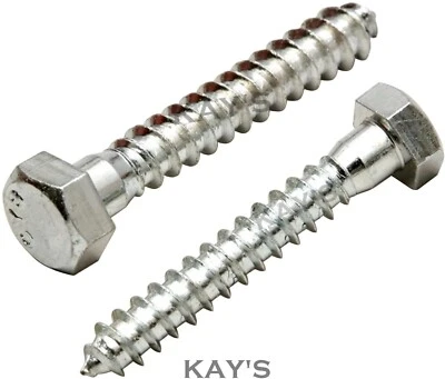 KAYFAST M6 M8 M10 COACH SCREWS ZINC PLATED HEXAGON HEAD WOOD SCREWS LAG BOLTS ALL SIZES