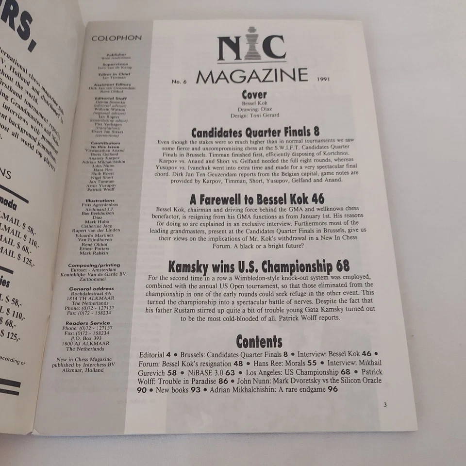 1991, New In Chess Magazine No. 6, A Farewell  To Bessel Kok (MH401)  - Image 2 of 3