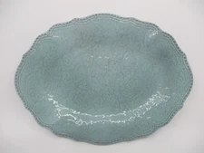 ARTE ITALICA MERLETTO AQUA SMALL OVAL PLATTER - 13" x 9 1/2"   0709G
