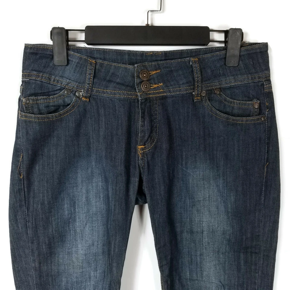 Pantalones de mezclilla Urban Behavior pierna recta juniors 5/28 azul lavado oscuro elástico bajo 31x31 Foto 2 de 4