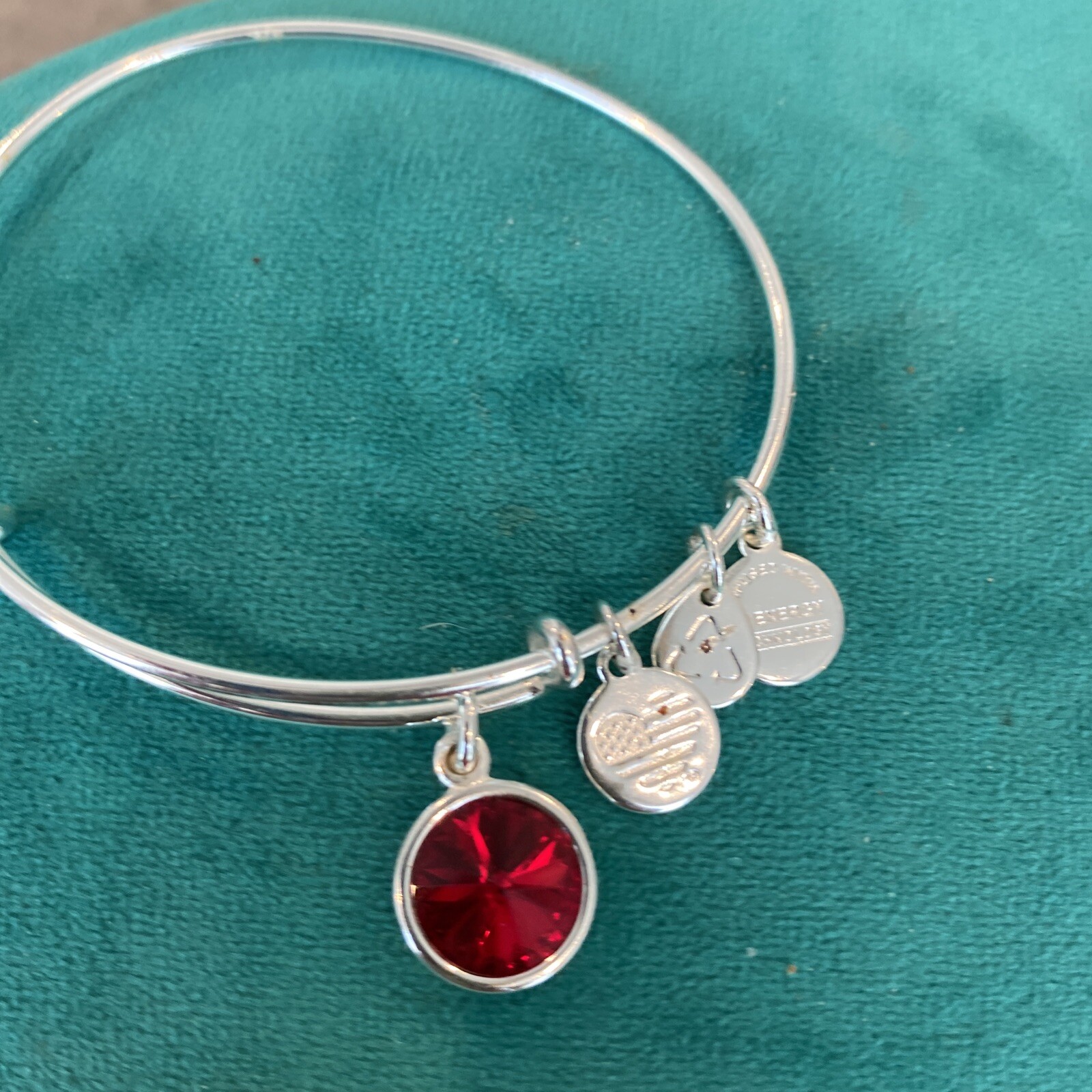 Alex And Ani Birth Stone Charm Rafaelian Silver Red Bangle Bracelet - Main Image