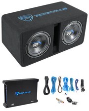 Rockville DK510 PACKAGE Dual 10" 2400w K5 Car Subwoofer Enclosure DB12 Amplifier