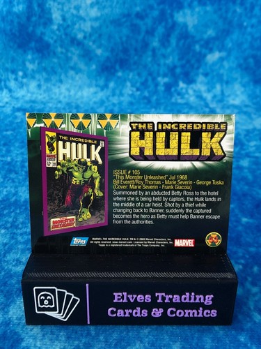 The Incredible Hulk SINGLE Non-Sport Trading card by Topps 2003 MARVEL - Picture 110 of 148