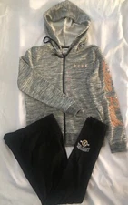 New Victoria Secret PINK Full Zip Hoodie(S)FoldOver Leggings(M)Bling 2pc Set NWT