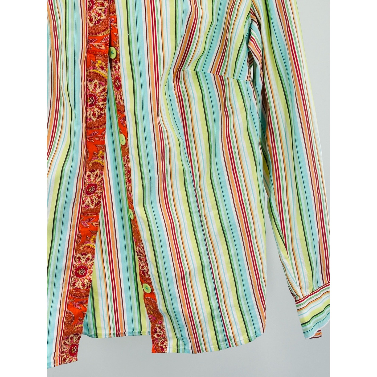 Women's Striped Button-Down Shirt - Medium long s… - image 7