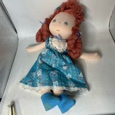 Holly Hobbie Doll 12 Inch Blue Floral Dress Lace Trim Braided Vintage