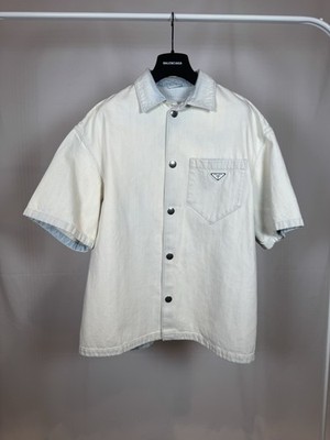 Prada Bleached Denim Bowling Shirt