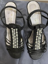 Fancy Black Dressy Strappy Sandals With Beads and Stones