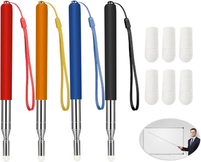 4 Pieces Retractable Teacher Pointer for Classroom Teaching Whiteboard Telescopi