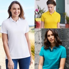 Women's Plain Polo T-Shirt Ladies Breathable Branded Short Sleeve Casual Top Tee