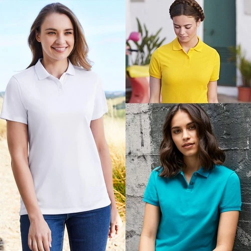 Women's Plain Polo T-Shirt Ladies Breathable Branded Short Sleeve Casual Top Tee