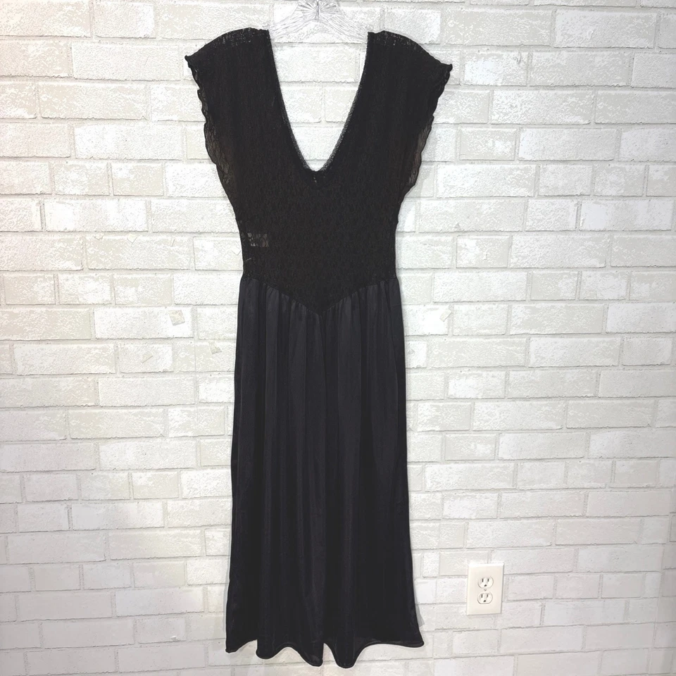 Vintage Goth Lace Slip Dress S Witch Medieval Vamp Dark Romantic Lingerie USA - Image 3 of 4