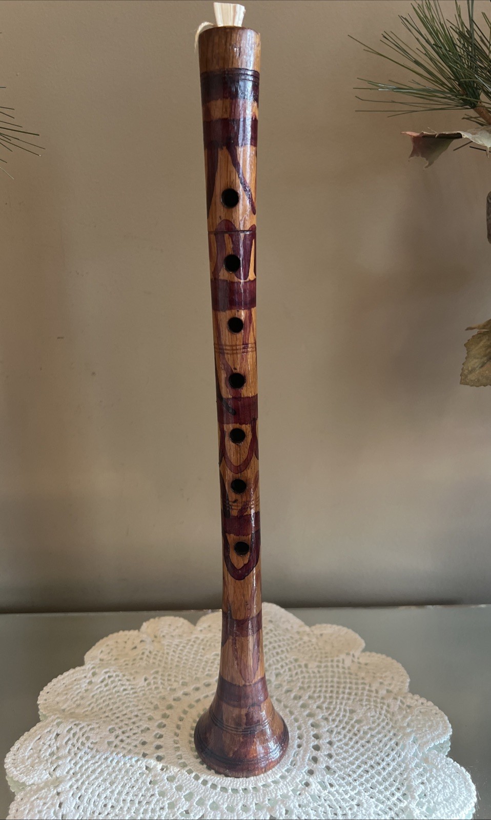 Vintage Carved Middle Eastern Zurna Reed Woodwind Instrument With Reed 15”