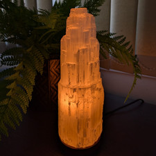 Selenite Tower Lamp with Brightness Control switch 2 Free Bulbs, Safety Fuse