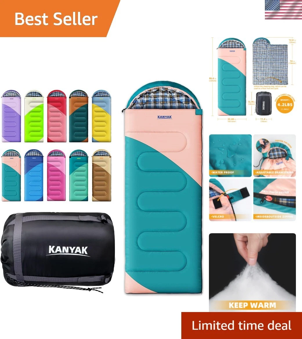 Camping Sleeping Bag, 32℉ Sleeping Bags for Adults Kids Teens Cold Weather Wa...
