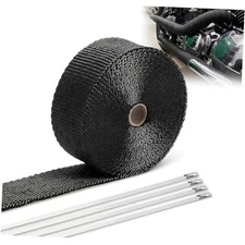 BARTOO 2" x 50' Black Exhaust Heat Wrap Roll for Motorcycle Cars Heat Shield 