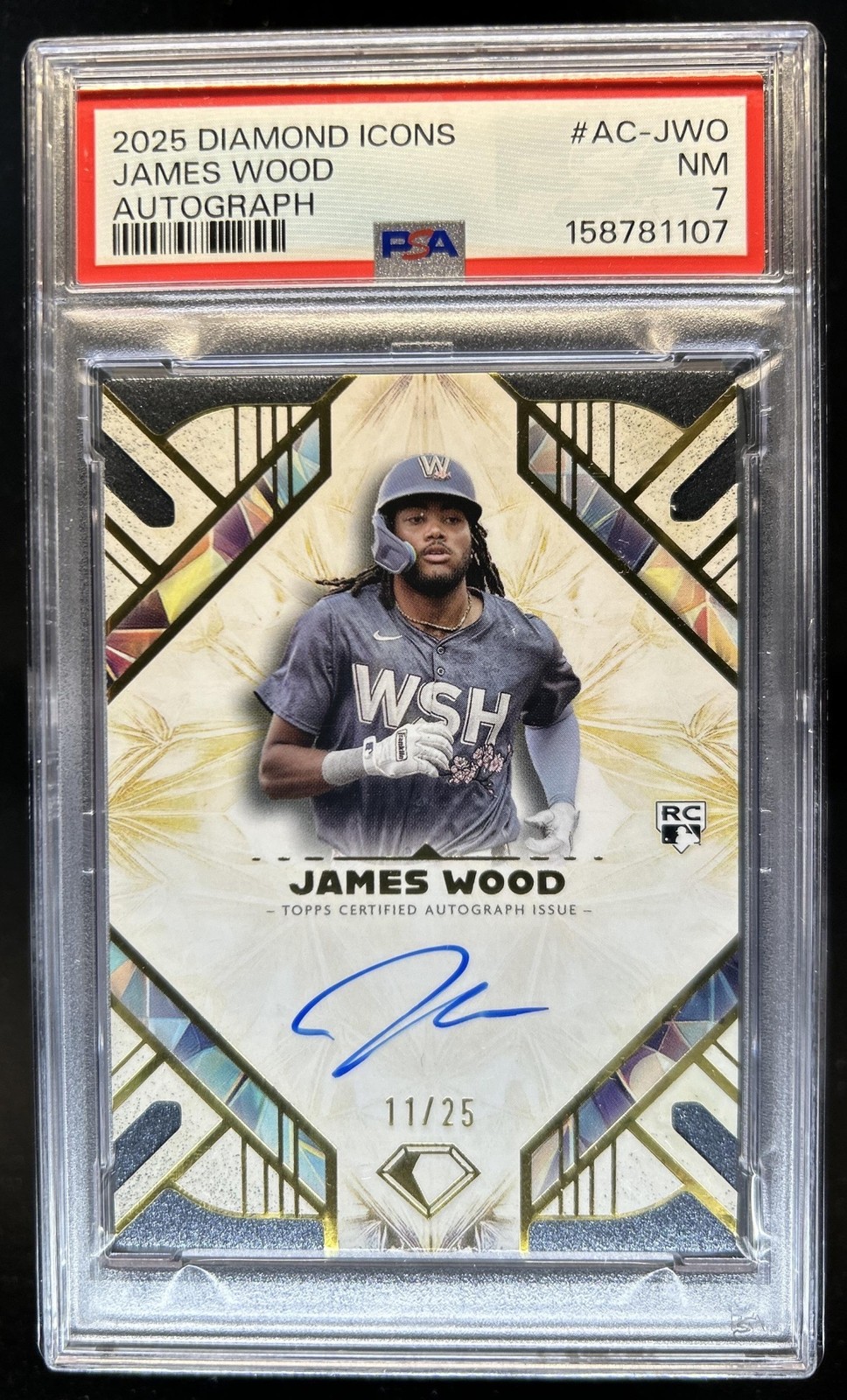 2025 Topps Diamond Icons James Wood Auto RC Rookie #/25 Nationals PSA 7