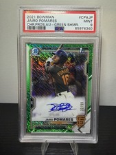 2021 1st Bowman Jairo Pomares Auto Green Shimmer /99 PSA 9 Giants