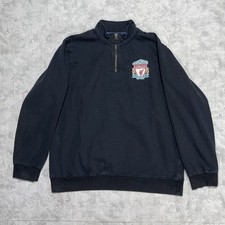 Liverpool FC 1/4 Quarter Zip Pullover Men's XL Black Fleece Football Club Patch