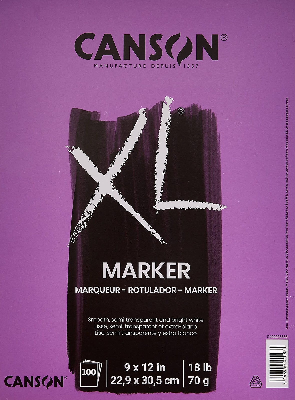 Canson XL Series Marker Paper, Foldover Pad, 9x12 inches, 100 Sheets 9x12, 0 